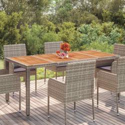 Table de jardin dessus en bois Gris 190x90x75 cm R&eacute;sine tress&eacute;e