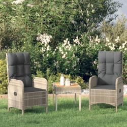 Salon de jardin 3 pcs avec coussins Gris R&eacute;sine tress&eacute;e