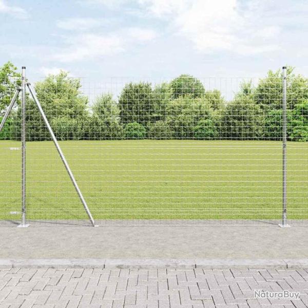 Cl�ture avec poteau Argent� 1,4 x 10 m Acier