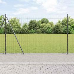 Cl&ocirc;ture avec poteau Gris 1,6 x 10 m Acier et PVC