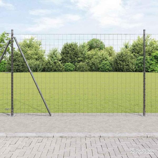 Cl�ture avec poteau Gris 1,6 x 10 m Acier et PVC