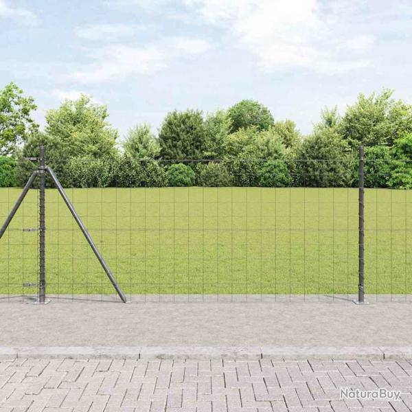 Cl�ture avec poteau Gris 1 x 10 m Acier