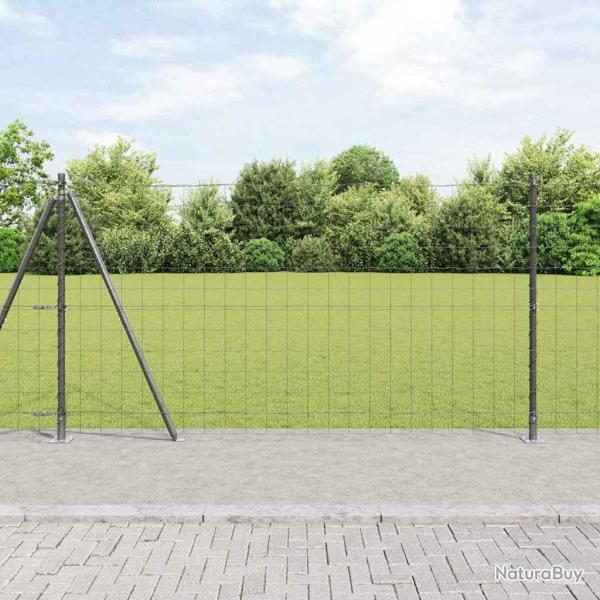Cl�ture avec poteau Gris 1,2 x 10 m Acier
