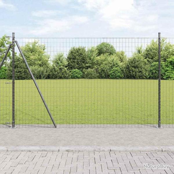Cl�ture avec poteau Gris 1,5 x 10 m Acier et PVC