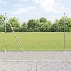 Cl&ocirc;ture avec poteau Argent&eacute; 1,6 x 10 m Acier