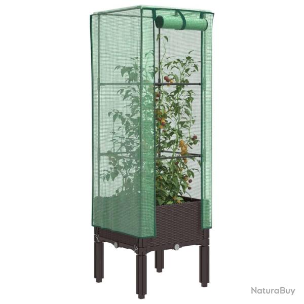 Jardini�re sur�lev�e avec housse aspect rotin 40x40x140 cm