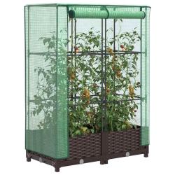 Jardini&egrave;re sur&eacute;lev&eacute;e avec housse aspect rotin 80x40x123 cm