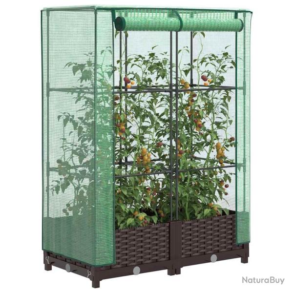 Jardini�re sur�lev�e avec housse aspect rotin 80x40x123 cm