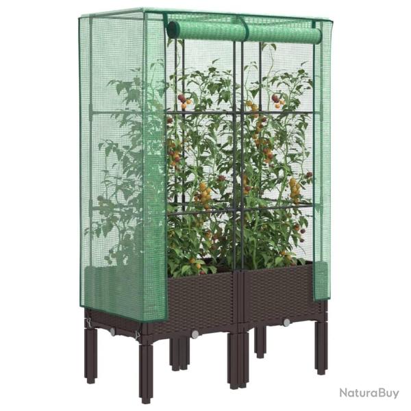 Jardini�re sur�lev�e avec housse aspect rotin 80x40x140 cm