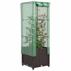 Jardini&egrave;re sur&eacute;lev&eacute;e avec housse aspect rotin 40x40x139 cm