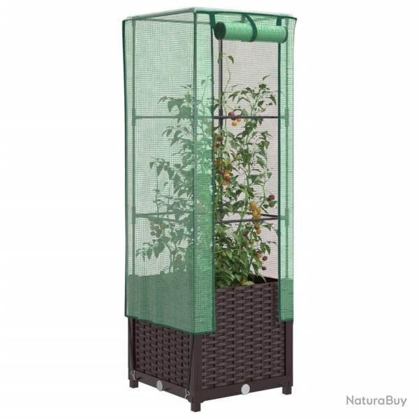 Jardini�re sur�lev�e avec housse aspect rotin 40x40x139 cm