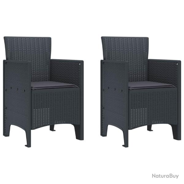 Chaise de jardin 2 pcs Anthracite 53 x 49 x 85 cm Polypropyl�ne