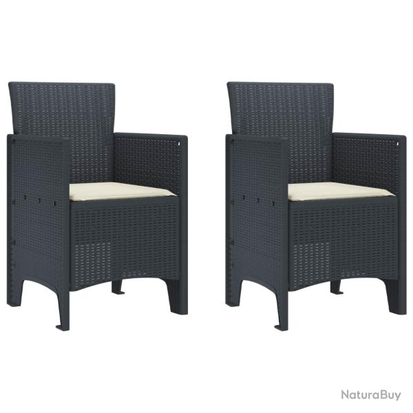 Chaise de jardin 2 pcs Anthracite 53 x 49 x 85 cm Polypropyl�ne
