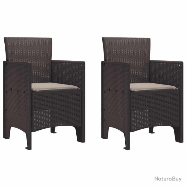 Chaise de jardin 2 pcs Marron 53 x 49 x 85 cm Polypropyl�ne