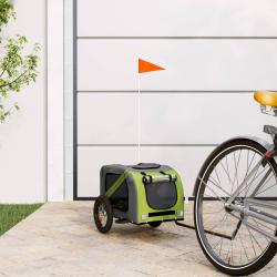 Remorque de v&eacute;lo pour animaux de compagnie vert et gris