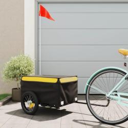 Remorque de v&eacute;lo noir et jaune 30 kg fer