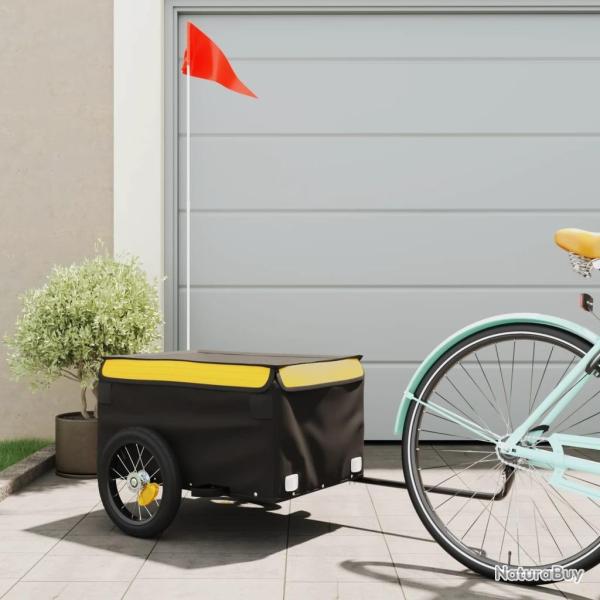 Remorque de v�lo noir et jaune 30 kg fer