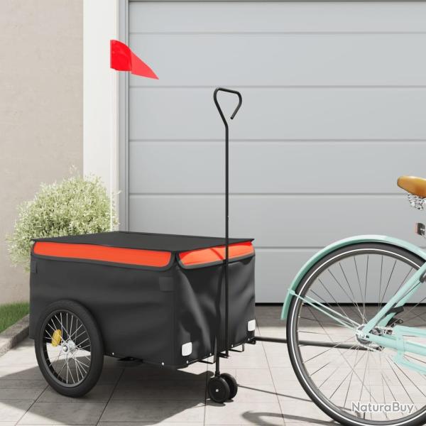 Remorque de v�lo noir et orange 30 kg fer