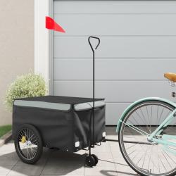 Remorque de v&eacute;lo noir et gris 30 kg fer