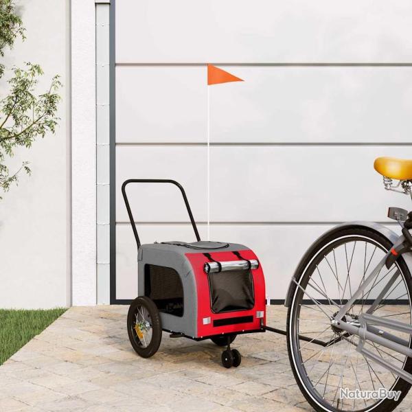 Remorque de v�lo pour animaux Rouge et gris 125 x 53 x 54 cm