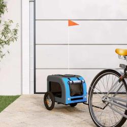 Remorque de v&eacute;lo pour animaux de compagnie bleu et gris