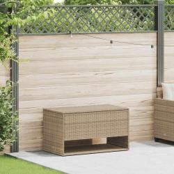 Coffre &agrave; coussins d'ext&eacute;rieur beige 100x55x55,5 cm polyrotin