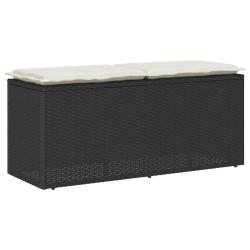 Banc de jardin avec coussin noir 110x40x44 cm r&eacute;sine tress&eacute;e