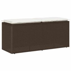 Banc de jardin avec coussin marron 110x40x44 cm r&eacute;sine tress&eacute;e