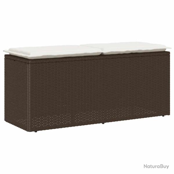Banc de jardin avec coussin marron 110x40x44 cm r�sine tress�e