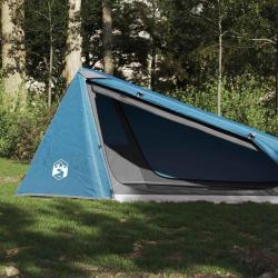 Tente de camping tunnel 1 personne bleu imperm&eacute;able