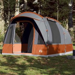 Tente de camping tunnel 3 personnes gris et orange imperm&eacute;able