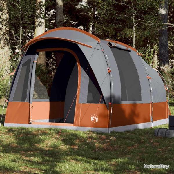 Tente de camping tunnel 3 personnes gris et orange imperm�able
