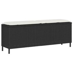 Banc de jardin avec coussin noir 110x30x40,5 cm r&eacute;sine tress&eacute;e