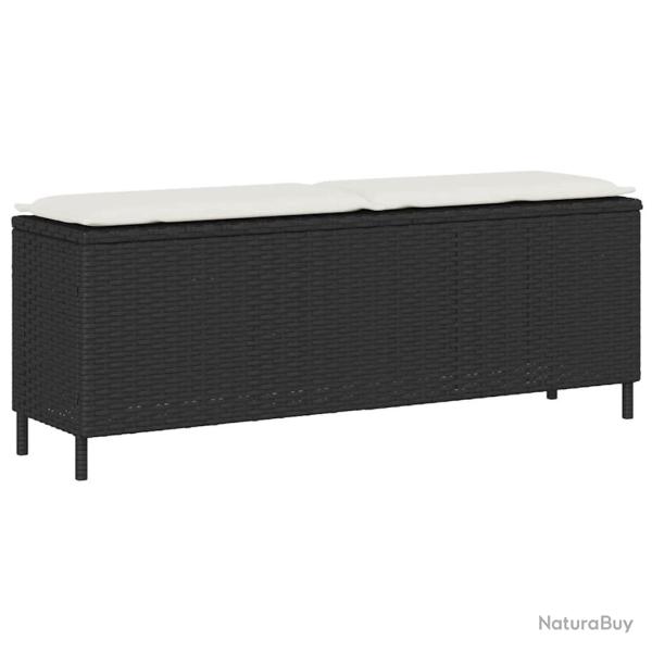 Banc de jardin avec coussin noir 110x30x40,5 cm r�sine tress�e