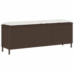 Banc de jardin avec coussin marron 110x30x40,5cm r&eacute;sine tress&eacute;e