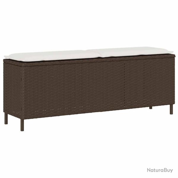 Banc de jardin avec coussin marron 110x30x40,5cm r�sine tress�e