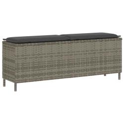Banc de jardin avec coussin gris 110x30x40,5 cm r&eacute;sine tress&eacute;e