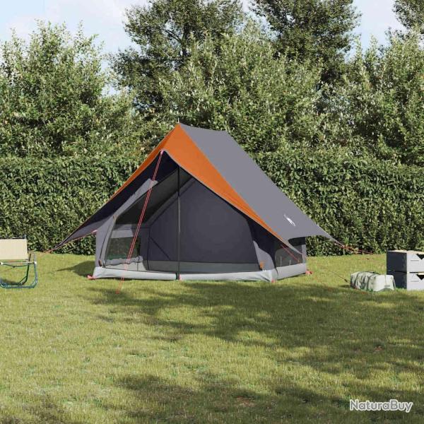 Tente familiale avec toit Gris et orange 220 x 220 x 184 cm