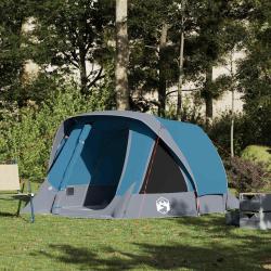 Tente de camping de cabine 4 personnes bleu imperm&eacute;able