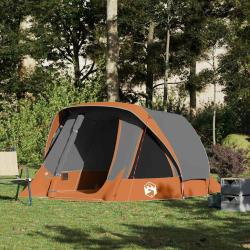 Tente de camping de cabine 4 personnes gris orange imperm&eacute;able