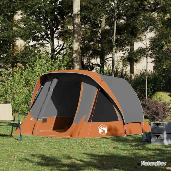 Tente de camping de cabine 4 personnes gris orange imperm�able