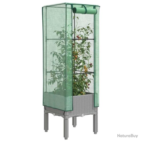 Jardini�re sur�lev�e avec housse aspect rotin 40x40x140 cm