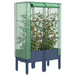 Jardini&egrave;re sur&eacute;lev&eacute;e avec housse aspect rotin 80x40x140 cm