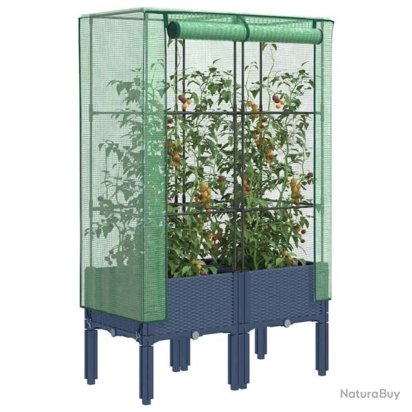 Jardini�re sur�lev�e avec housse aspect rotin 80x40x140 cm
