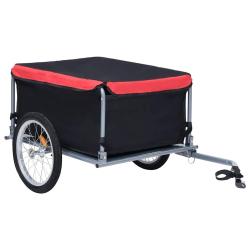 Remorque de v&eacute;lo noir et rouge 65 kg
