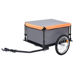 Remorque de v&eacute;lo gris et orange 65 kg