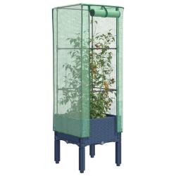 Jardini&egrave;re sur&eacute;lev&eacute;e avec housse aspect rotin 40x40x140 cm