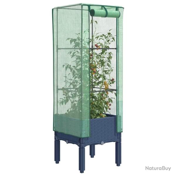 Jardini�re sur�lev�e avec housse aspect rotin 40x40x140 cm