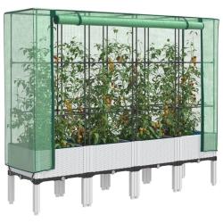 Jardini&egrave;re sur&eacute;lev&eacute;e avec housse aspect rotin 160x40x140 cm