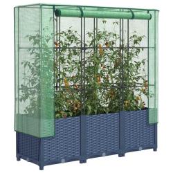 Jardini&egrave;re sur&eacute;lev&eacute;e avec housse aspect rotin 120x40x138 cm